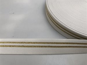 Linning elastik - fast, hvid og med guld, 3 cm